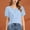 Light Blue, variant on jjayotai Plus Size Womens Summer Tops Asymmetrical Button Short Sleeve Shirts Loose Fitted Tie Waist Tops Trendy Casual Vacation Blouse