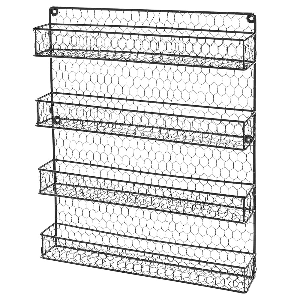 Kepooman Farmhouse Style Hanging Spice Racks For Wall Mount - Easy To Install Set of 4 Space Saving Racks - The Ideal Seasoning Organizer For Your Kitchen, Black Kepooman Farmhouse Style Hanging Spice Racks For Wall Mount - Easy To Install Set of 4 Space Saving Racks - The Ideal Seasoning Organizer For Your Kitchen, Black
