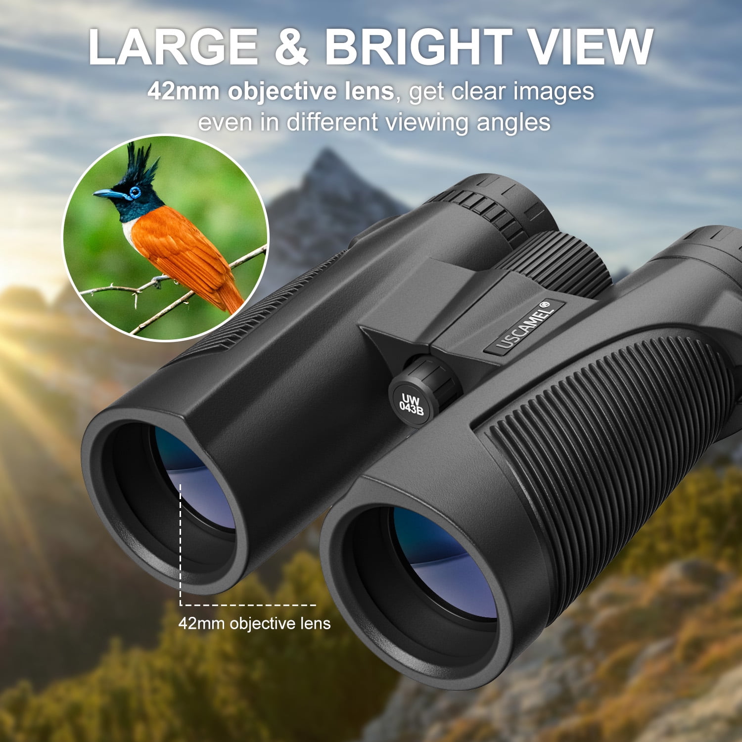 Binoculars for Adults Kids, 10x42 Binoculars for Bird Watching Sports Climbing, FMC BAK4 Waterproof Fog-Proof Binoculars Sharp View Low Night Light Vision