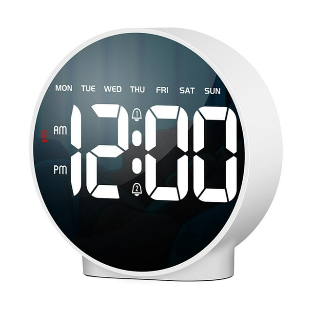 Reloj digital con brillo ajustable, multifuncional, para mesita de noche de dormitorio. Blanco