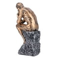 thumbnail image 2 of Thinker Statue European Style Resin Character Sculpture Home Office Bookshelf OrnamentCopper Color, 2 of 8