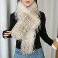 thumbnail image 4 of harmtty Women Scarf Solid Color Imitation Turkey Feathers Long Scarf Autumn Winter Warm Scarf Daily Party Street Wear, 4 of 8