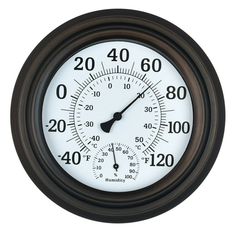 8 Indoor Outdoor Thermometer/Hygrometer for Patio, Wall or Decorative  (Bronze) 