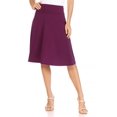 thumbnail image 4 of Women's Casual Knee Length Flare A-line Skirt with Elastic Waistband, 4 of 5