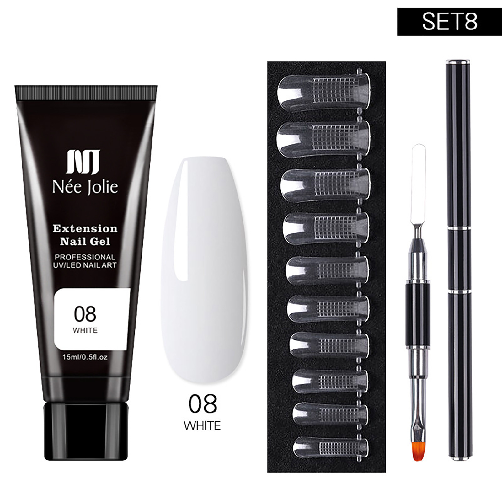 Tking Fashion Nail Tips and Glue Gel Kit with 15Ml Gel Nail Glue Clear