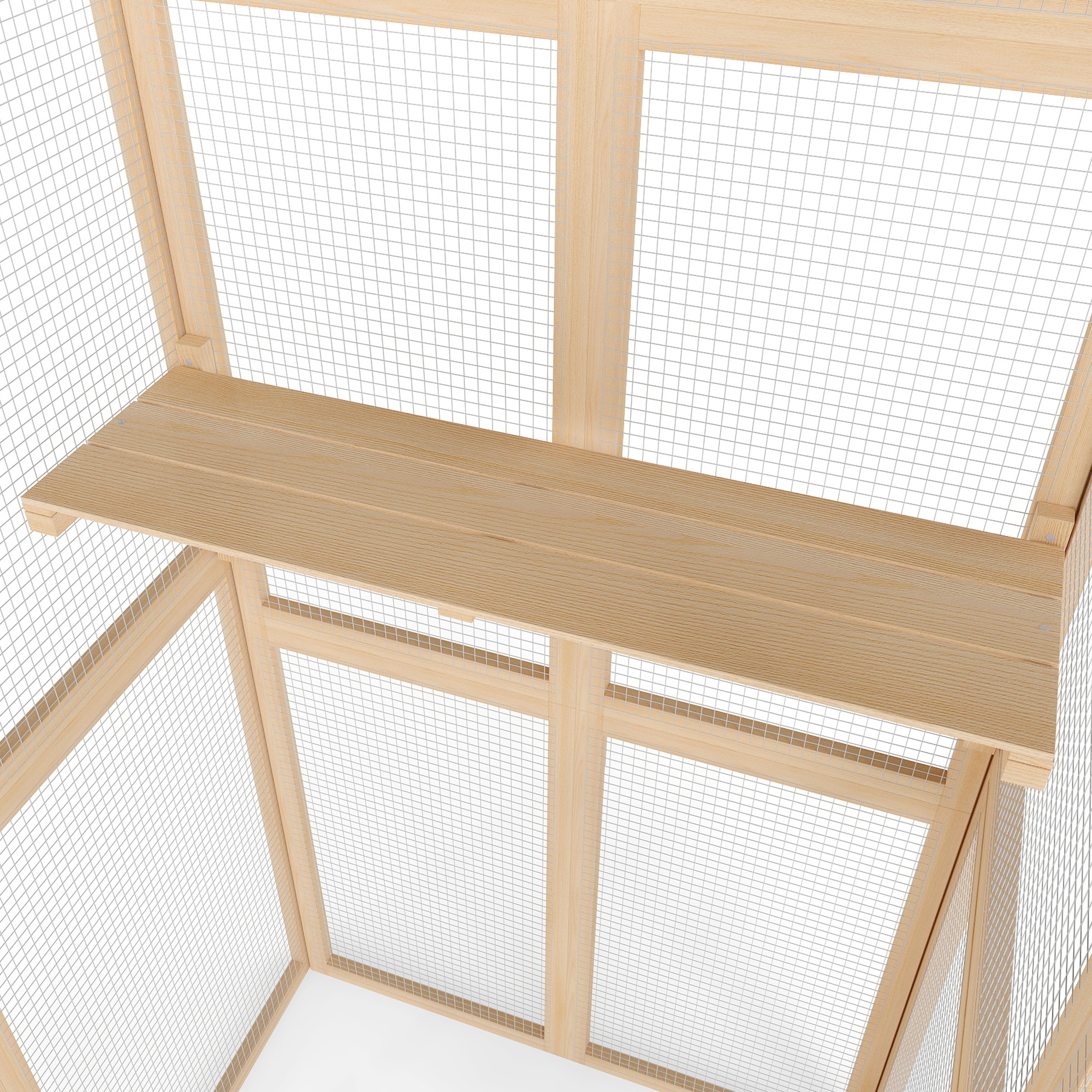 Wooden Cat Catio, Outdoor Cat Enclosure, Cat House with Platforms, Sunshine Board, Hammock, Door, Kitten Cage Condo,Burlywood