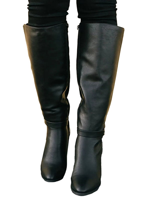 Ladies Clubwear Shoes Genuine Leather High Heels Zip Up Knee Boots US Size b039 