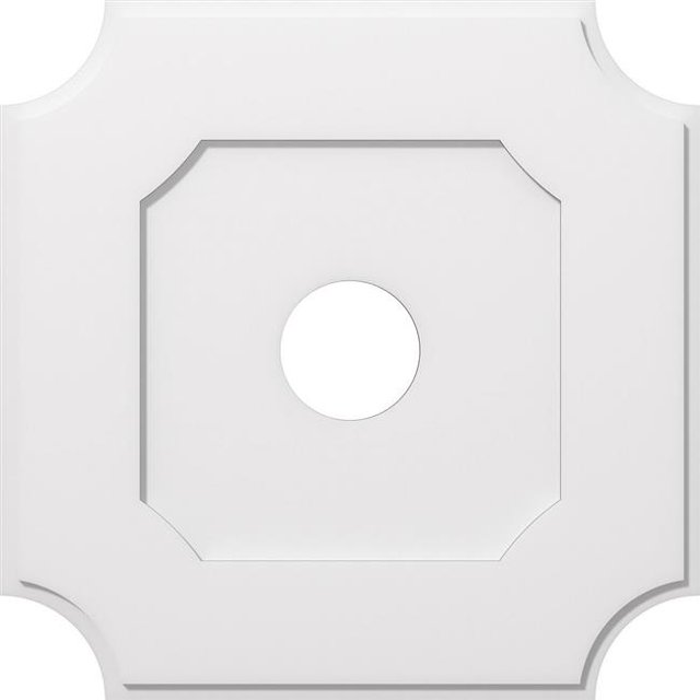 Ekena Millwork CMP30LE-06000 30 in. OD x 6 in. ID Square Locke Architectural Grade PVC Contemporary Ceiling Medallion