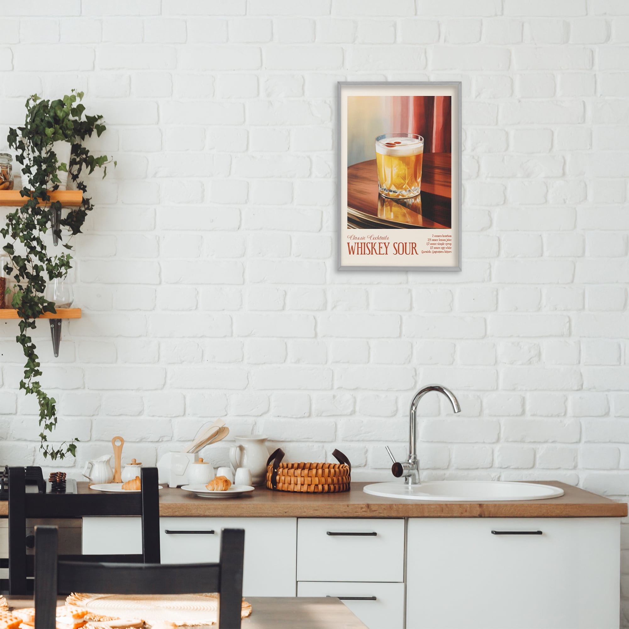 Stupell Industries Whiskey Sour on Table Gray Framed Giclee Art, design by Andreas Magnusson