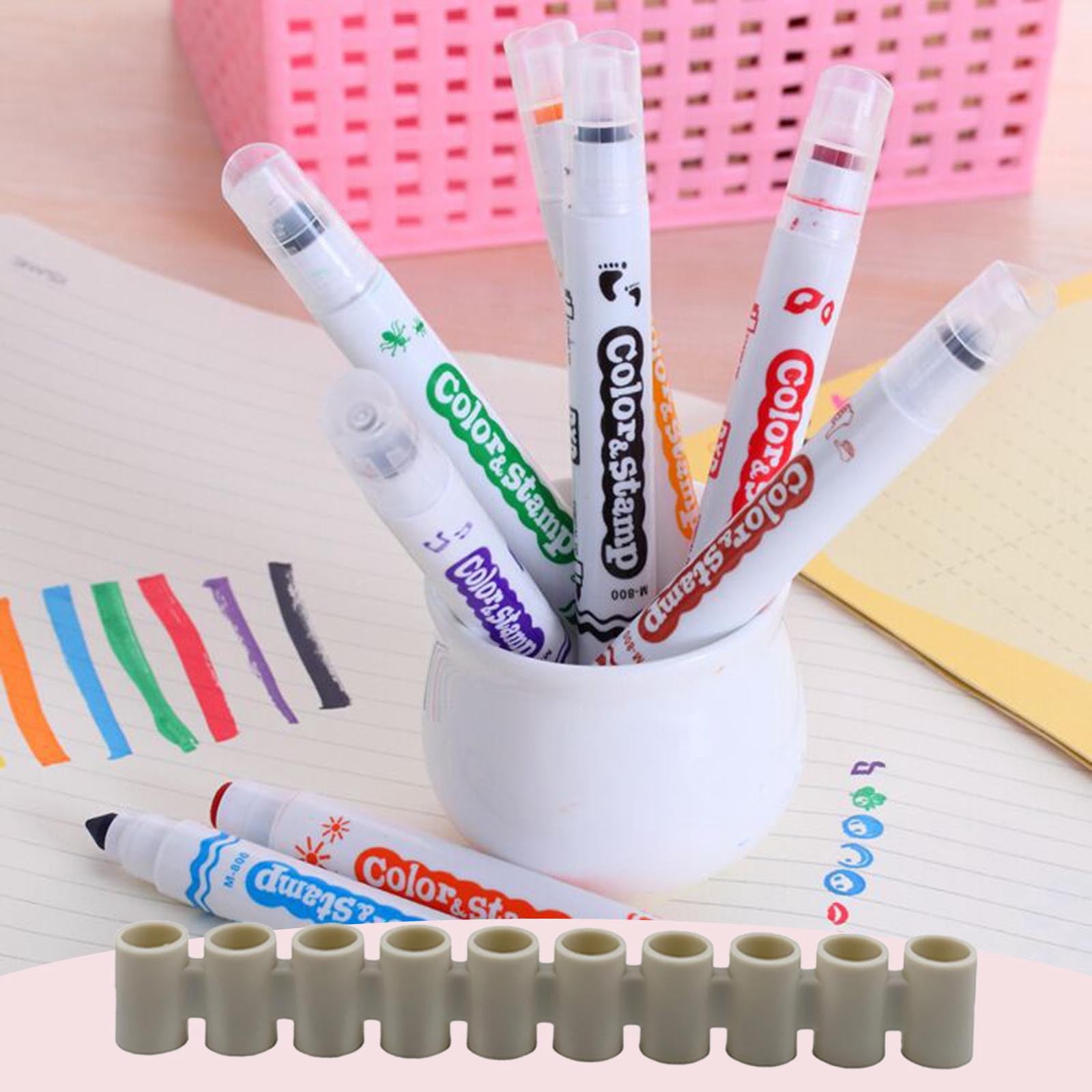Marker Holders (5 Pack); The Original Marker Silicone Marker Organizers For Broad Tip Colored Marker Sets No More Lost Lids Office&Craft&Stationery