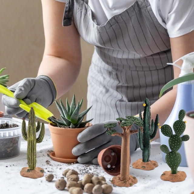TIMIFIS Doll Figure Simulation Green Planting Cactus Tree Tropical Tree Decoration Props 4Pc Garden Decor