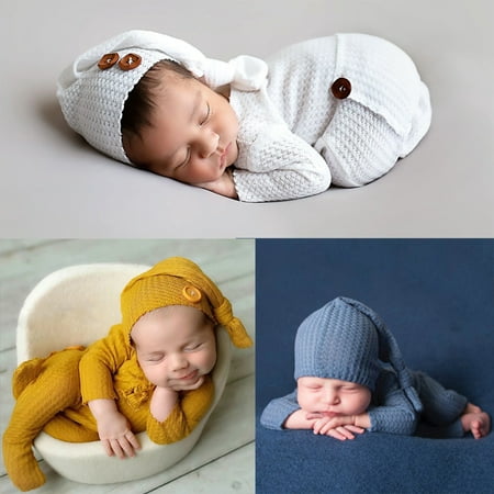 

Archer 1 Set Baby Jumpsuit Skin-friendly Stretchable Two-piece Suit Newborn Photography Hat Clothing for Indoor