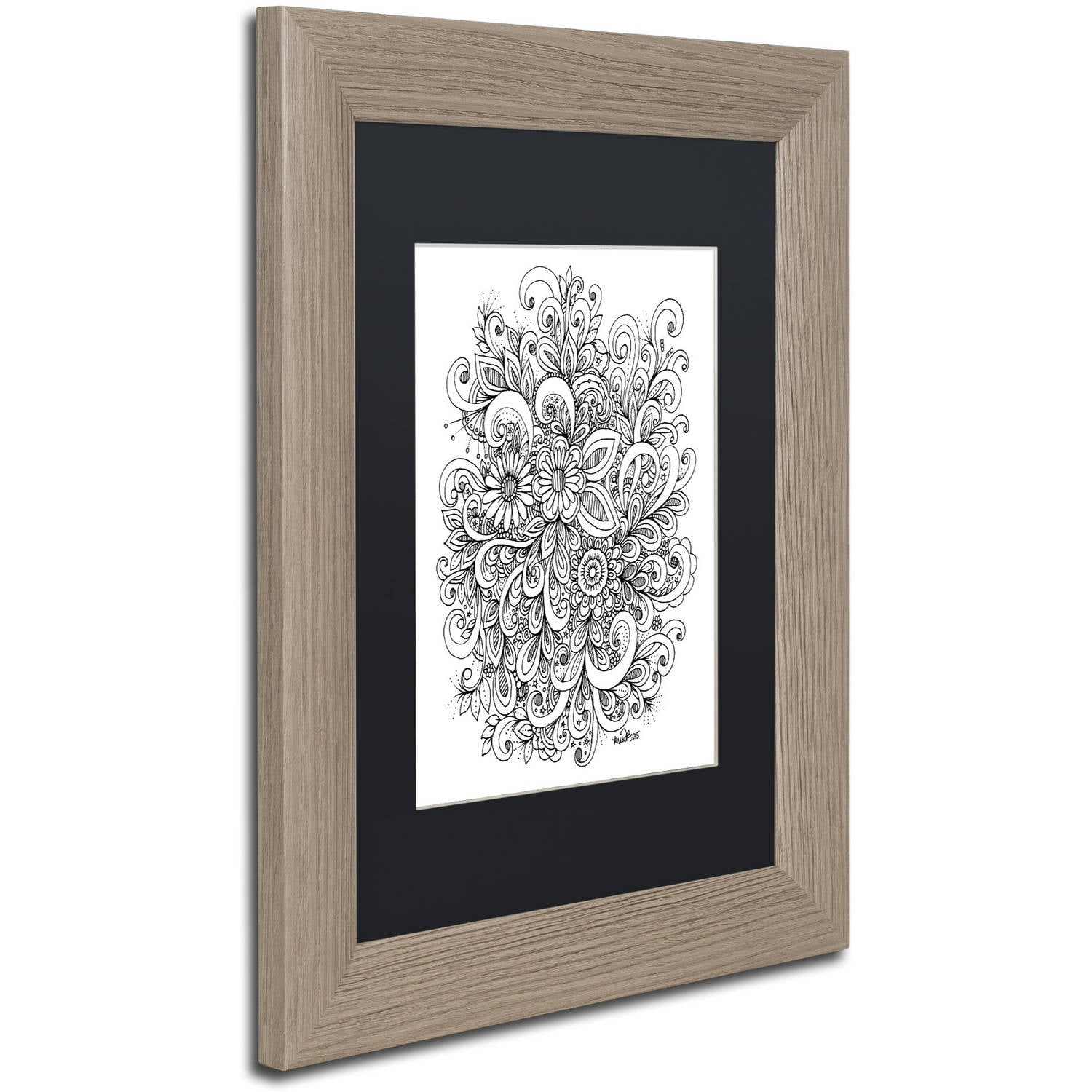 Trademark Fine Art "Enchanted Gardens 3" Canvas Art by KCDoodleArt Black Matte, Birch Frame