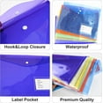 thumbnail image 3 of Plastic Envelopes 24 Pack, Plastic Folders for Documents with Label Pocket and Snap Button, A4/Letter Size, 6 Colors, School, Office Storage, 3 of 6