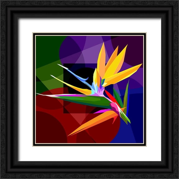 Pansanit, Surapol 12x12 Black Ornate Wood Framed with Double Matting Museum Art Print Titled - Bird Of Paradise 001
