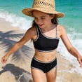 thumbnail image 5 of Wuxian Girls Swimsuit Two Pieces Bikini Set Ruffles One Shoulder Adjustable Strap Tops And High Waist Floral Print Bottoms Bathing Suits Youth Teens Summer Beach Swimwear ,Black,15-16 Years, 5 of 7