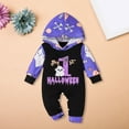 thumbnail image 2 of Mercatoo Baby First Halloween Outfit Pumpkin Bat Graphic Striped 𝐇ooded Romper I𝐧fant Cute Comfort Trendy 𝐎ne-Piece Jumpsuit, 2 of 5