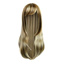 Linjieee Hair Glaze for Color Hair Bump It Hair Topper Hair Extensions Limei Long Blonde Wig Fashion Women's Silk Straight Wigs For Girl Heat Friendly Synthetic Hair Mix Color Party Warm Brown