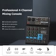 thumbnail image 2 of J.I.Y Professional 4-Channel Mixing Console Mini USB Mixer with Sound Card Effects Console Computer Tuning Soundcard Mixer with BT Connection Reverb Gain High and Low Tone Adjustment for Hom, 2 of 7