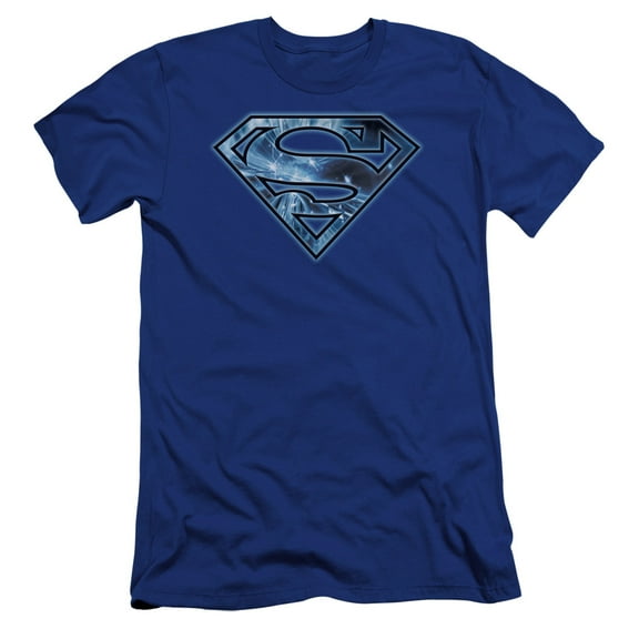 Superman On Ice Shield Premium Adult Slim Fit 30/1 T-Shirt Royal Blue
