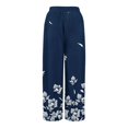 thumbnail image 5 of WTOBBY Women's Printed Wide Leg Pants with Floral High Waist Drawstring Loose Casual Trousers and Functional Pockets for Everyday Fashion ,Navy S, 5 of 6