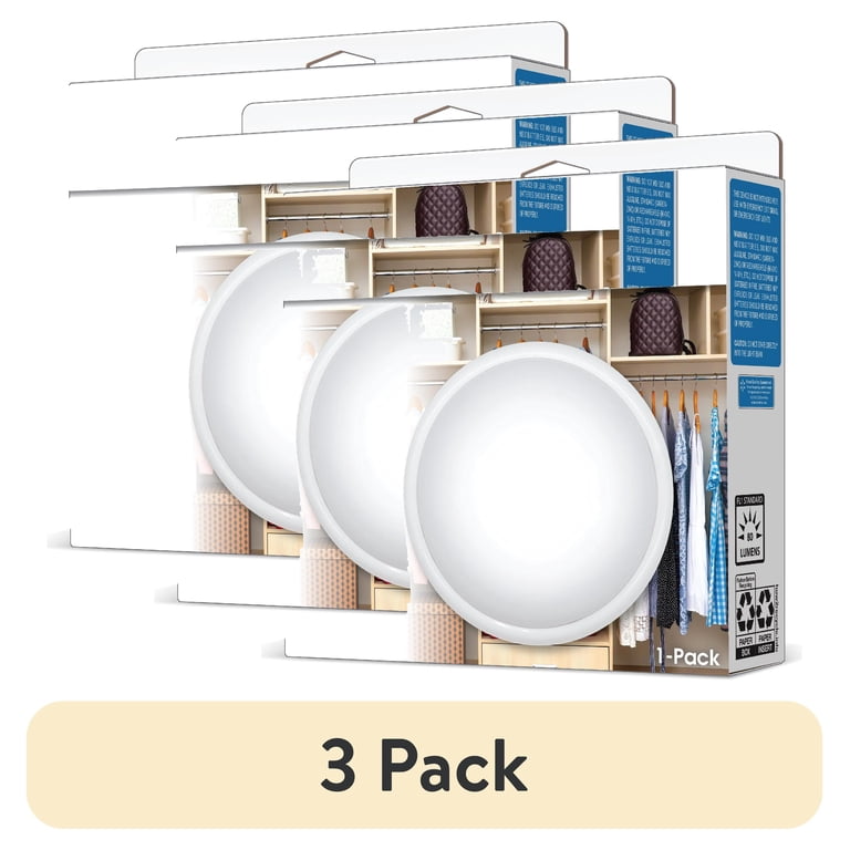 Great Value Wireless LED Tap Light 3-Pack, White photo 1