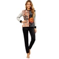 thumbnail image 2 of Ultra Soft Matching Family Halloween Pajamas PJs Set, Spooky Pumpkin Ghost Long Sleeve Top Pants Lounge Sleepwear Outfits, 2 of 5