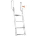 thumbnail image 1 of VEVOR Dock Ladder Flip Up 4 Steps, 350lbs Load Capacity, Aluminum Pontoon Boat Ladder with 4" Wide Step & Nonslip Rubber Mat, 1 of 9