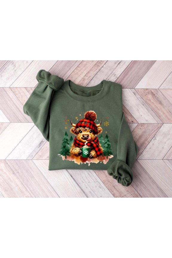 Cow Sweatshirt, Cow Sweater, Womens