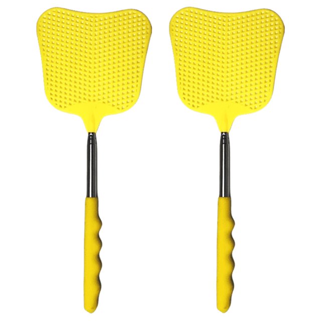 Matamoscas Telescópicos Varilla Acero Inoxidable Plástico () Amarillo 2 Uds.