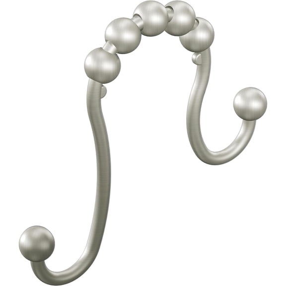 Brushed Nickel Shower Curtain Rings with Double Hooks for Bathroom Shower Rod, (Pack of 12), SR2201BN