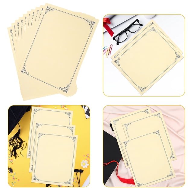 SHOWERORO 10Pcs Blue Rectangular Certificate Paper for Graduation Diplomas Printing Home Decoration