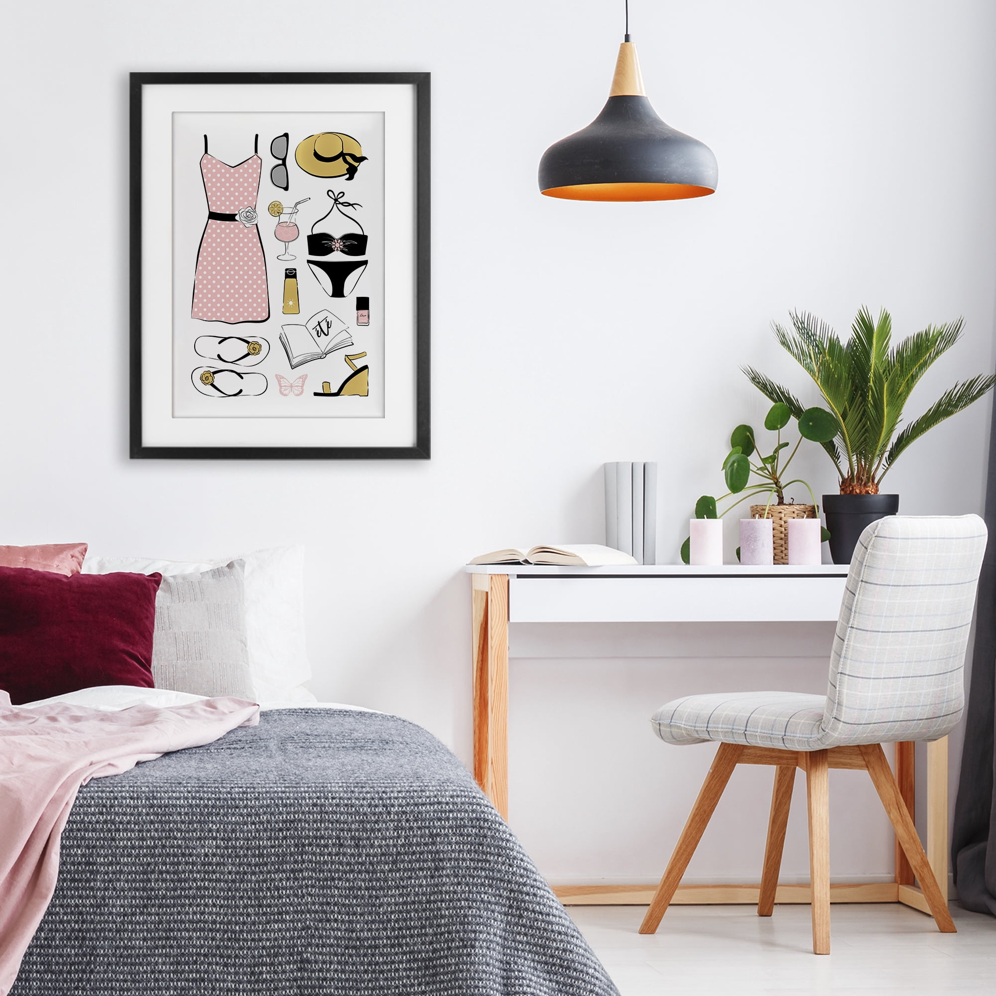 Stupell Industries Summer Vibes Necessities Black Framed Print Under Glass, design by Martina Pavlova