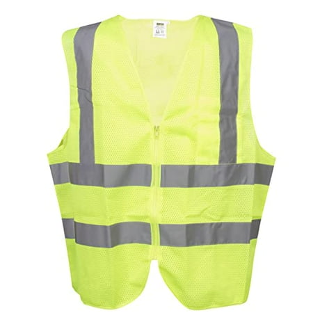 

Cordova VZ241P3XL Type R Class II Lime Mesh Vest Zipper Closure Inside Pocket Two Horizontal 2-Inch Silver Reflective Stripes 3X-Large