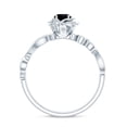 thumbnail image 3 of Rosec Jewels Natural Black Spinel Flower Engagement Ring with Diamond, Black Spinel Engagement Ring, 10K White Gold, US 5.50, 3 of 9