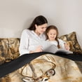 thumbnail image 4 of Manfei Fall Leaves Print Queen Comforter Set,Rustic Deer Comforter Sets Queen,Brown,Black Reversible,3pcs,1 Comforter and 2 Pillowcases, 4 of 7
