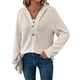 thumbnail image 2 of Sudadera con Capucha de Larga de Punto Gofre para Mujer, con Cordón, Botones, Cuello en V, Informal, con Capucha. XXL, 2 of 9