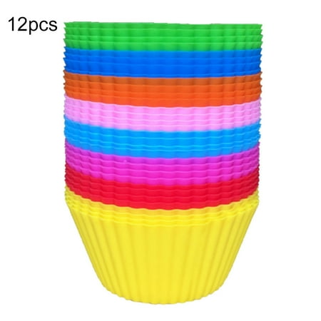 

Kinzd 12Pcs Silicone Muffin Molds Cupcake Dessert Baking Pans Liners Cups Tool