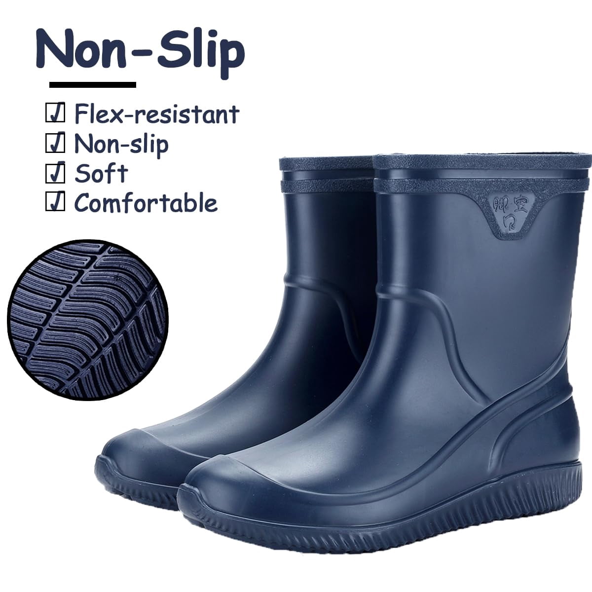 AUXDIQ Rain Shoes Men Mid-calf Boots Waterproof Rain Boots Outdoor Garden Shoes