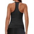 thumbnail image 4 of Workout Tops for Women Racerback Basic Tank Summer Camisole V Neck Slim Fit Ribbed Sleeveless Black S, 4 of 10