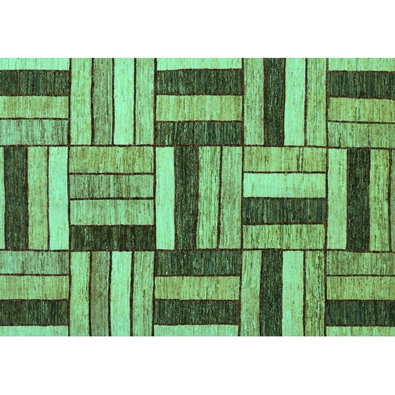 Ahgly Company Indoor Rectangle Abstract Turquoise Blue Modern Area Rugs, 2' x 5'