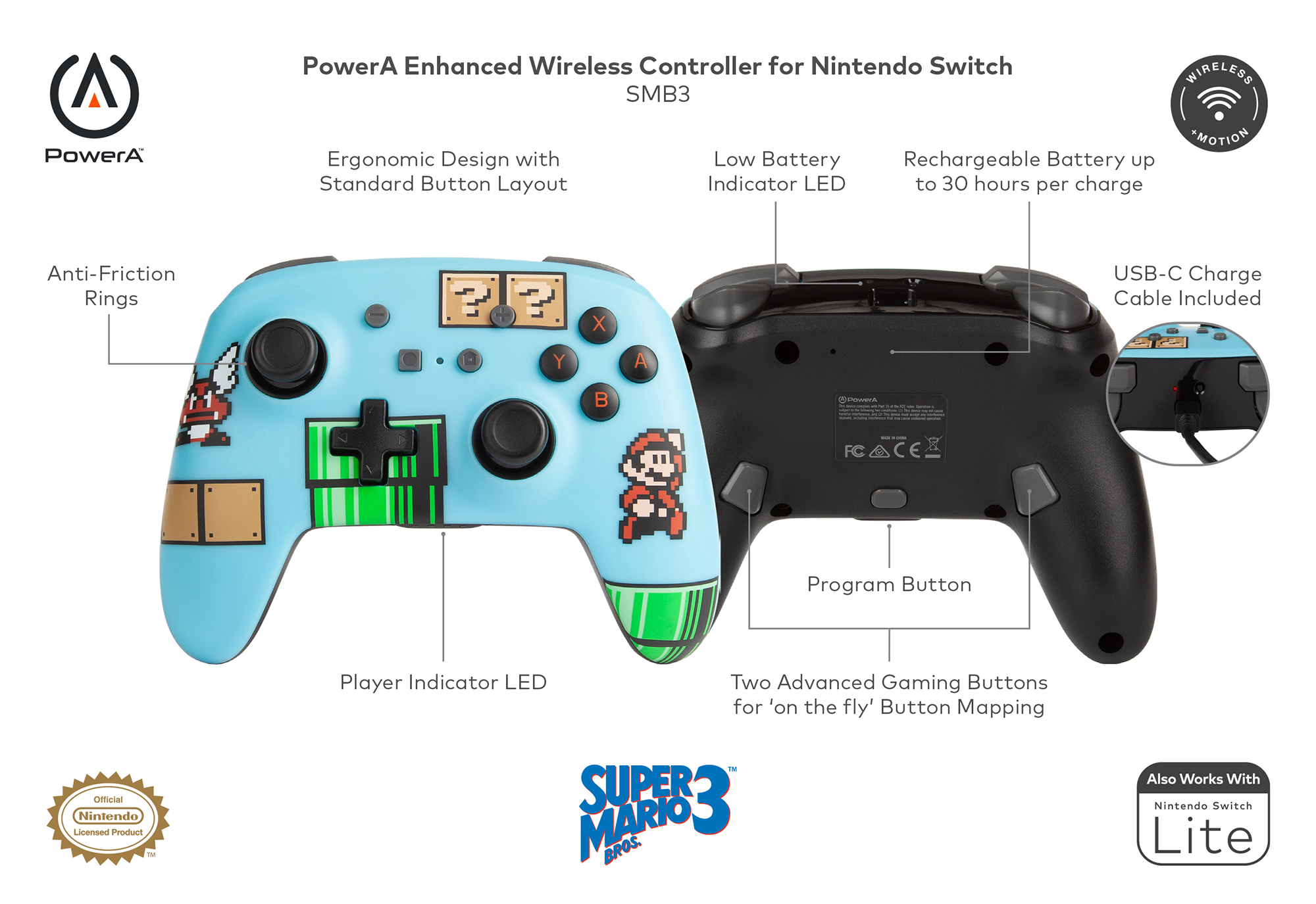 PowerA Enhanced Wireless Controller for Nintendo Switch - SMB3 - image 3 of 3