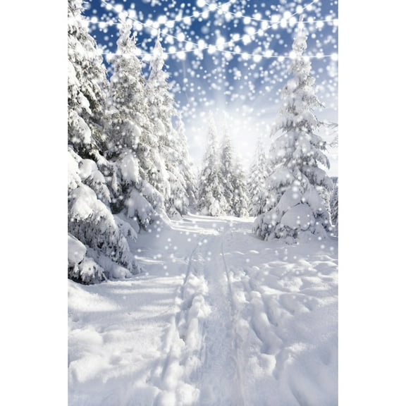 Winter Snow Scery Forest Photography Backdrop Snowflake Pine Tree Natural Landscape Christmas Kids Portrait Photo Background