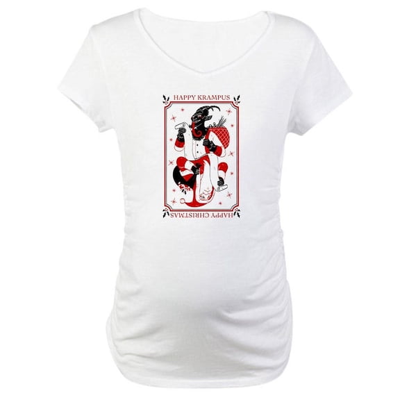 CafePress - Happy Christmas Krampus Maternity T Shirt - Cotton Maternity T-shirt, Cute & Funny Pregnancy Tee