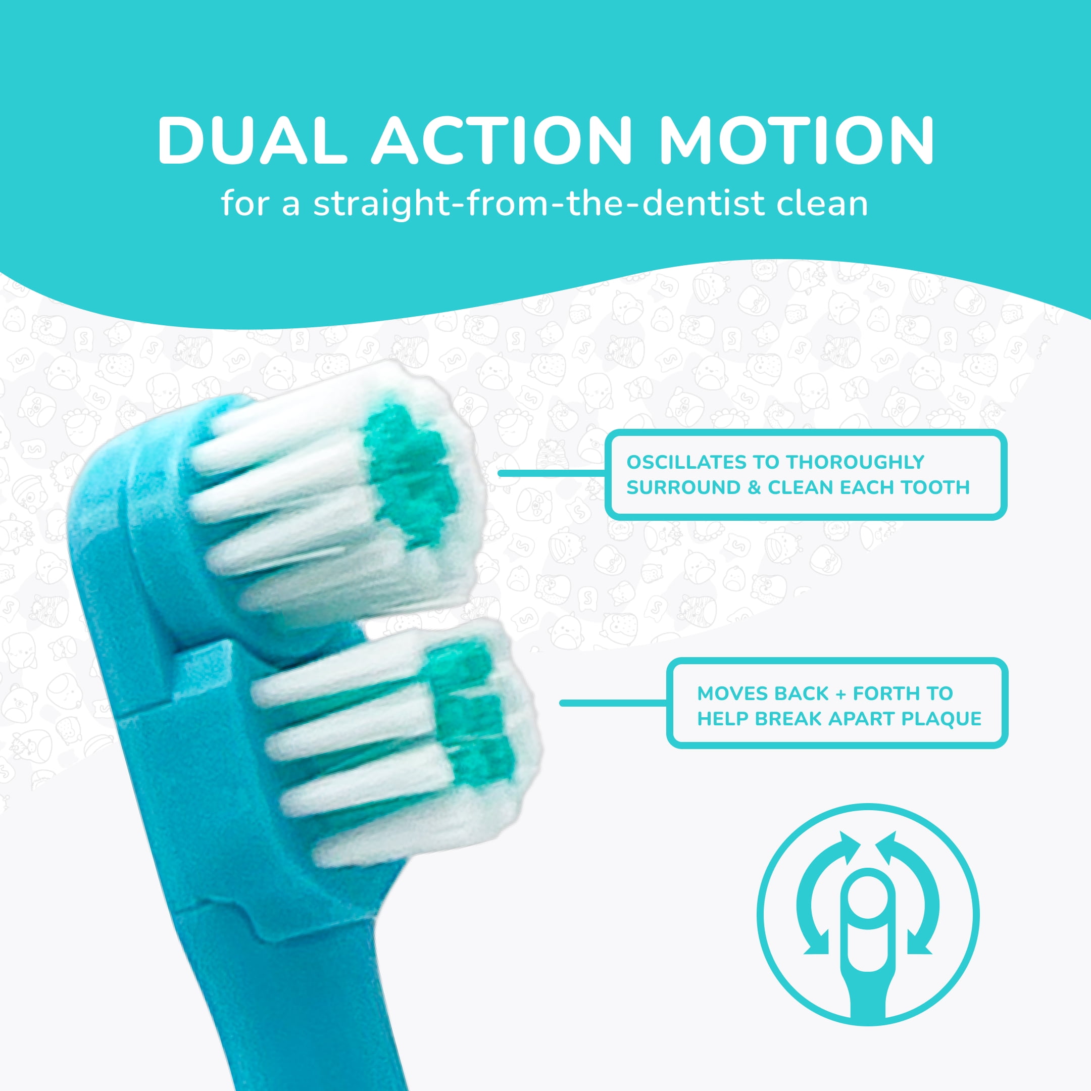 Equate Kids Squishmallows Oscillating Battery-Powered Electric Toothbrush, Soft, Blue