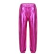 thumbnail image 5 of Aislor Girls Jazz Dance Outfit Mock Neck Short Sleeve Sequins Metallic Back Invisible Zipper Crop Top with Pants Hot Pink 12, 5 of 7