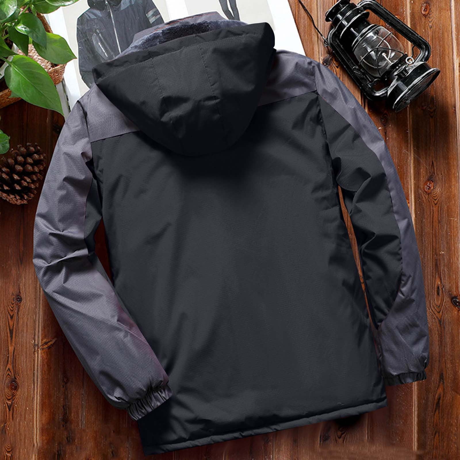 Wrtxtat Winter Skiing Jackets for Men Winter Thermal Heavyweight Windproof Water Ressistant Puffer Jackets with Pockets Long Sleeves Detachable Hood Coat Big and Tall Black XXXL