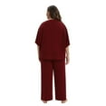 thumbnail image 5 of WBQ Womens Lounge Set 2 Piece Outfits Short Sleeve Crewneck Pajama Set Plus size Tracksuit, 5 of 6