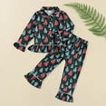 thumbnail image 2 of eczipvz Toddler Girl Easter Pajamas Kid Bunny Feather Button Down 2Piece Pajama Set Little Girls Pjs Nightgown Easter Outfit Green,18-24 Months, 2 of 7