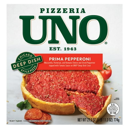 Pizzeria Uno 9in Chicago Style Deep Dish Prima Pepperoni Pizza, Marinara Sauce, Frozen
